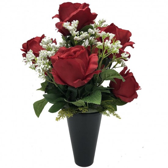Composition florale funéraire - Cône - Nice - Rouge H 40cm