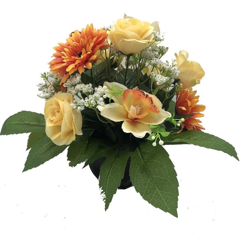 ***Composition florale funéraire - Coupe - Chambéry - Orange H 27cm