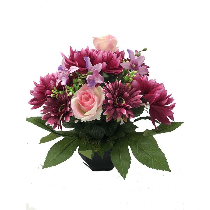 ***Composition florale funéraire - Coupe - Orléans - Fuschia H 37cm