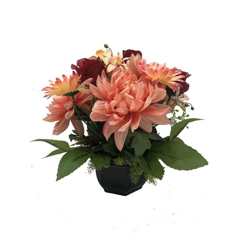 ***Composition florale funéraire - Coupe - Orléans - Saumon H 37cm