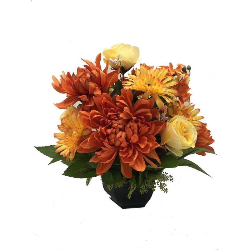 ***Composition florale funéraire - Coupe - Orléans - Orange H 37cm