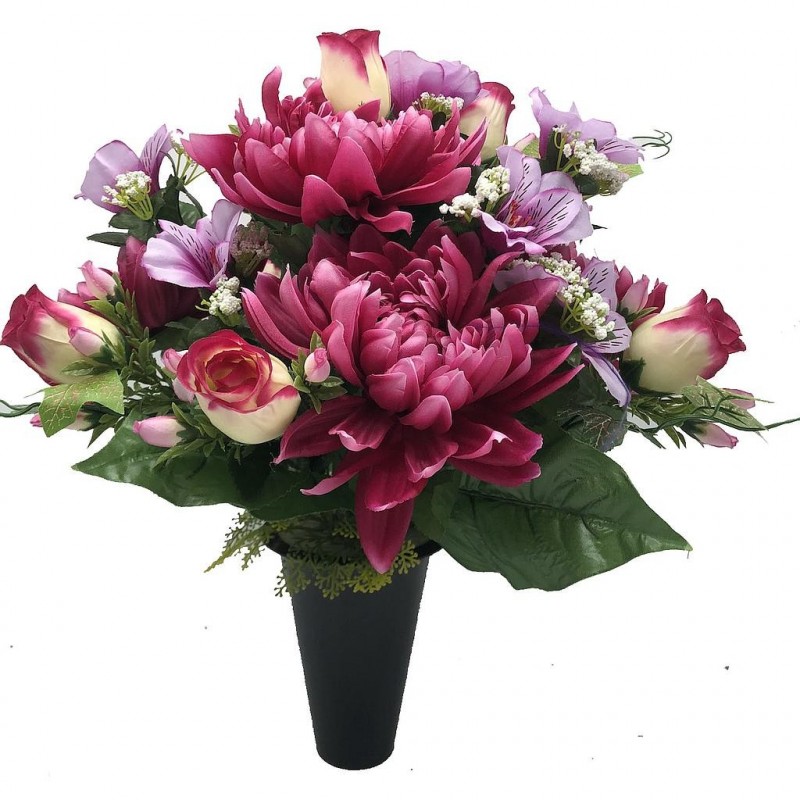 ***Composition florale funéraire - Cône - Nantes - Fuschia H 40cm