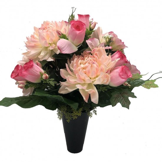 Composition florale funéraire - Cône - Nantes - Rose H 40cm