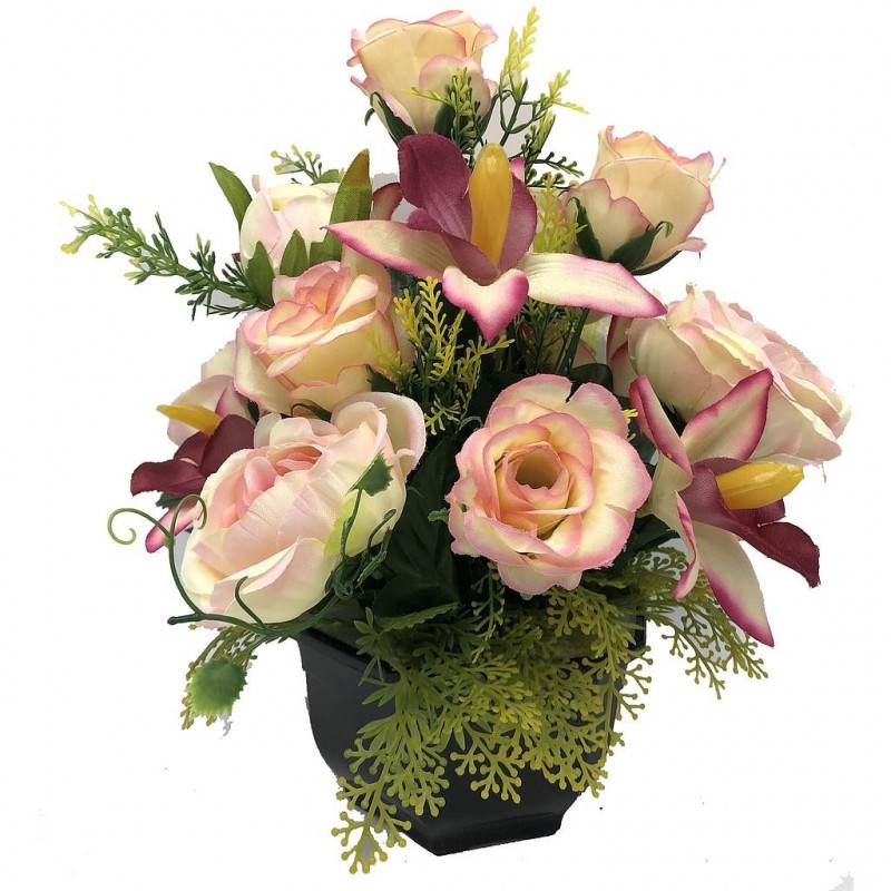 ***Composition florale funéraire - Coupe - Grenoble - Rose H 30cm