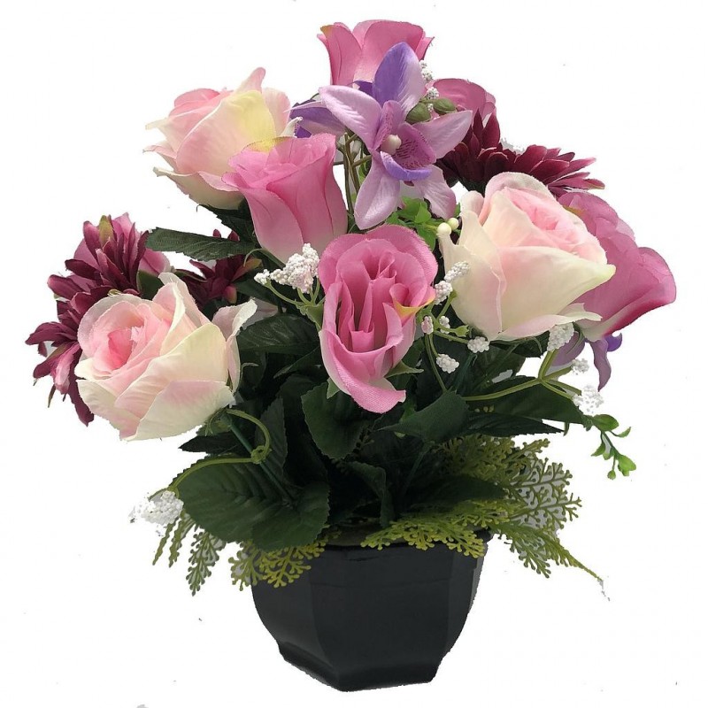 ***Composition florale funéraire - Coupe - Brest - Rose H 31cm