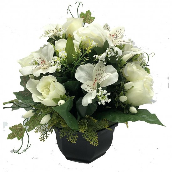 Composition florale funéraire - Coupe - Strasbourg - Blanc H 33cm