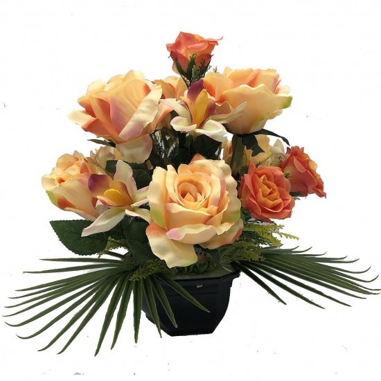 Composition florale funéraire - Coupe - Montpellier - Orange H 35cm