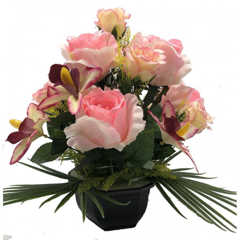 ***Composition florale funéraire - Coupe - Montpellier - Rose H 35cm