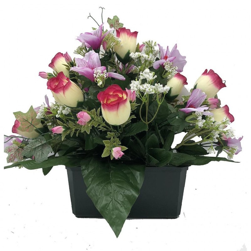 ***Composition florale funéraire - Jardinière - Avignon - Lilas L45cm