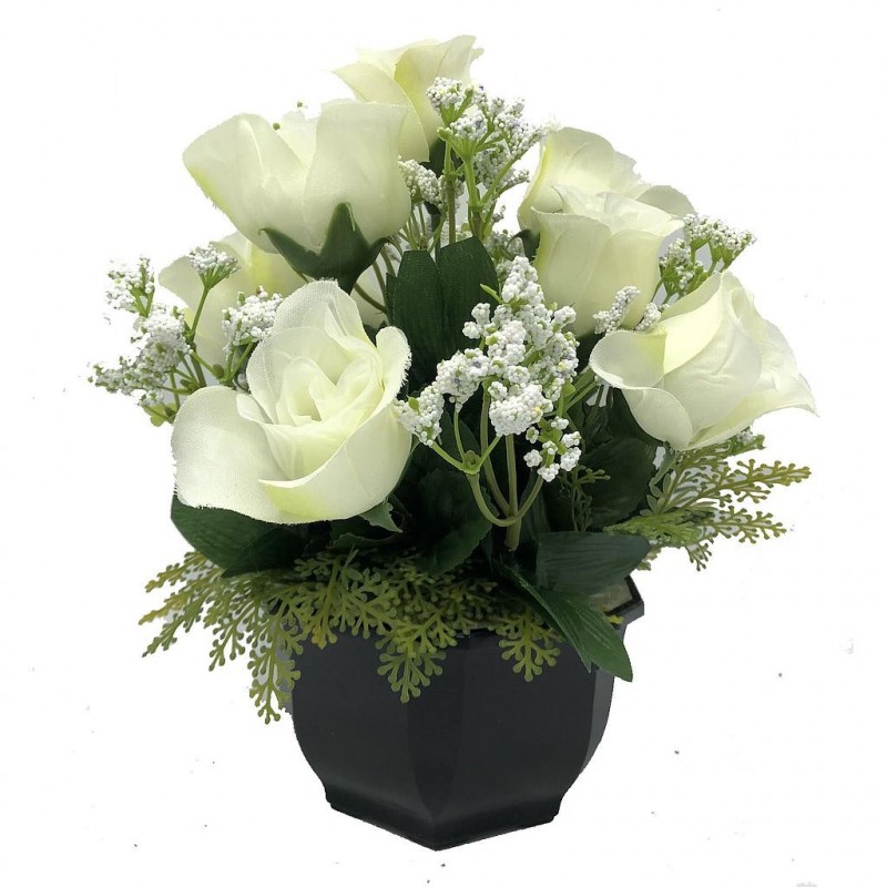 ***Composition florale funéraire - Coupe - Annecy - Blanc H 27cm