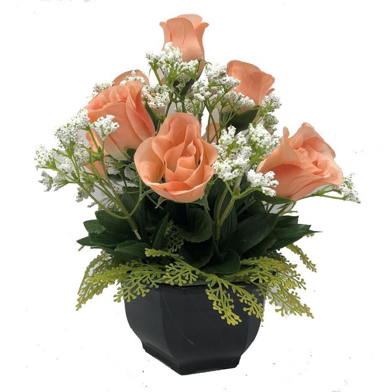 ***Composition florale funéraire - Coupe - Annecy - Saumon H 27cm