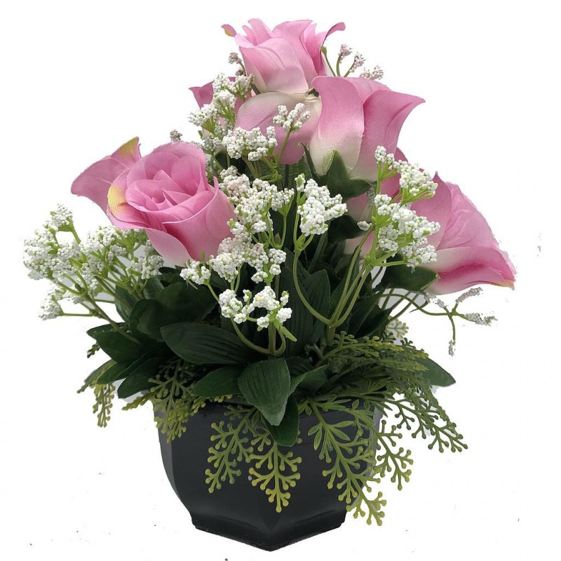 ***Composition florale funéraire - Coupe - Annecy - Rose H 27cm