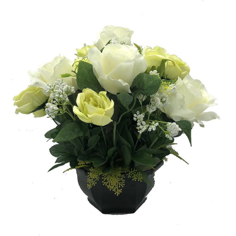 ***Composition florale funéraire - Coupe - Limoges - Blanc H 35cm