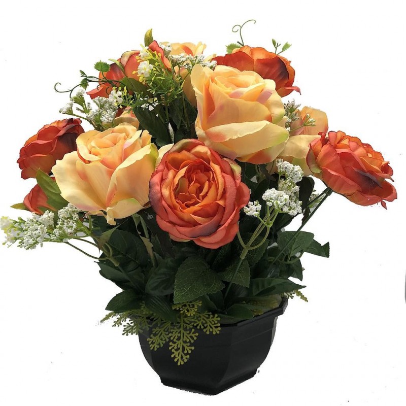 ***Composition florale funéraire - Coupe - Limoges - Saumon H 35cm