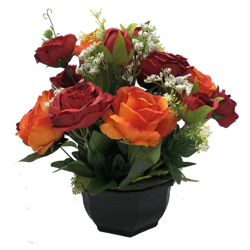 ***Composition florale funéraire - Coupe - Limoges - Orange H 35cm