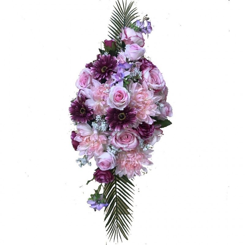 ***Composition florale funéraire - Jardinière - Lyon - Rose L80cm