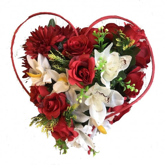 Composition Florale Funéraire - Coeur de Fleurs - Berlin Rouge