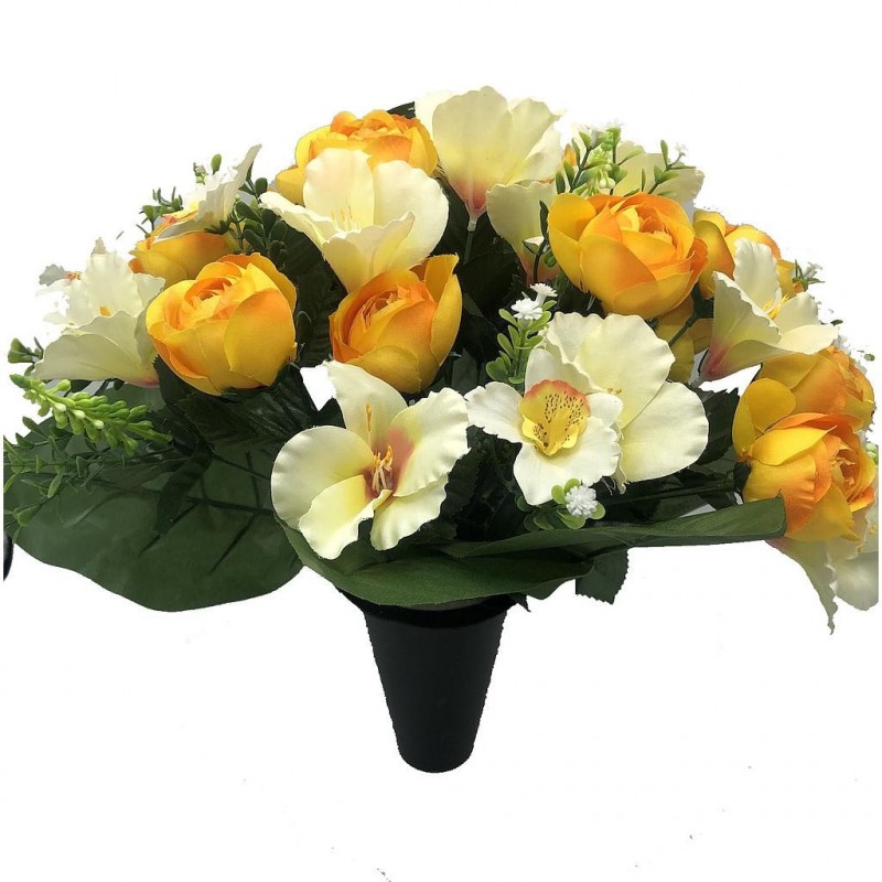 ***Composition florale funéraire - Cône - Lille - Jaune H 38cm
