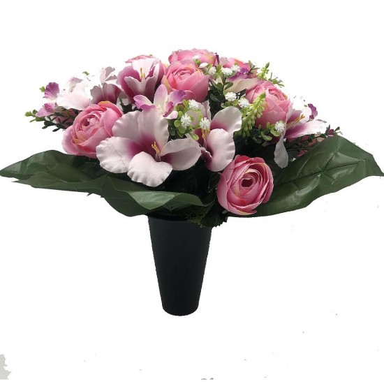 Composition florale funéraire - Cône - Lille - Rose H 38cm
