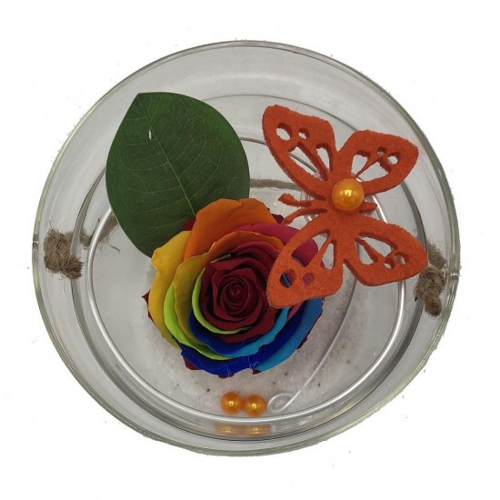 Composition florale décorative - Seau - Envolée - Arlequin ø12cm H13 cm