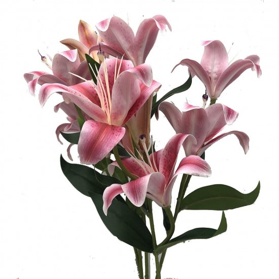 Piquet lys artificiel rose - 50 cm