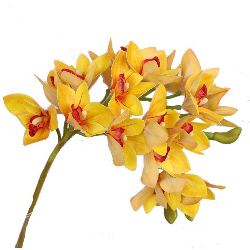 Orchidée Cymbidium Léanne Jaune Artificielle H 70cm