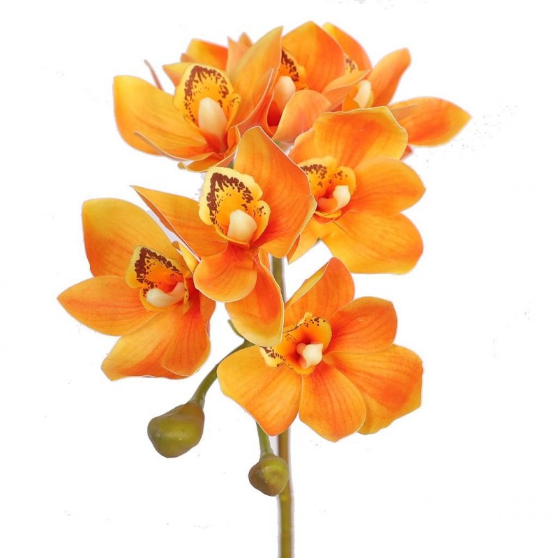 Orchidée Cymbidium Léanne Orange Artificielle H 70cm