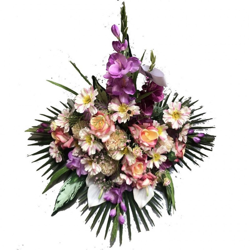 ***Composition florale funéraire - Devant de tombe - Lisbonne - Rose H65cm