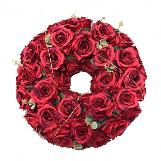 Composition Florale Funéraire - Couronne de Fleurs - Rome Rouge