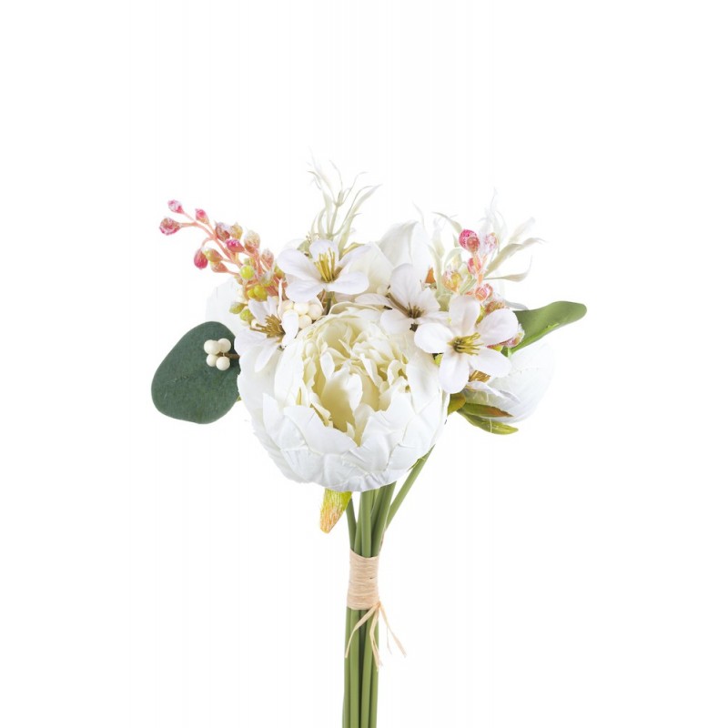 Bouquet de Pivoine Artificielle Blanc H 36cm