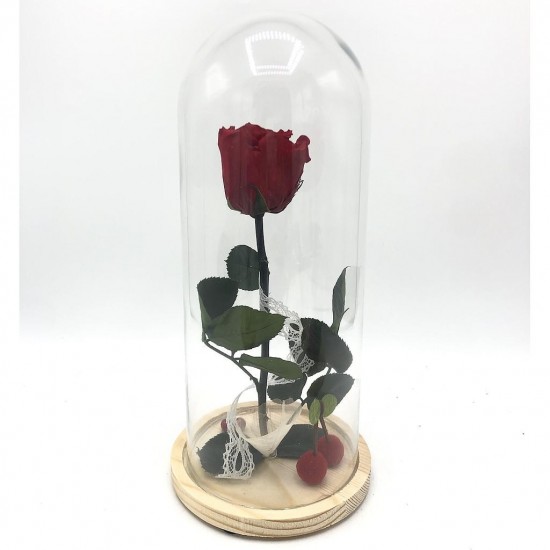 Composition florale décorative - Cloche - Belle - Rouge - H31cm