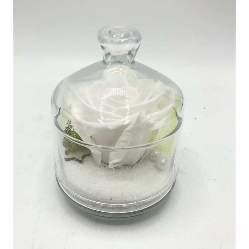 ***Composition florale décorative - Verrerie - Bonbon - Blanc - H12cm