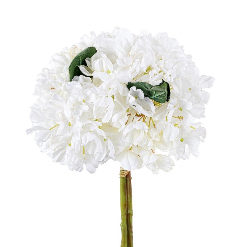 Bouquet Hortensia Artificielles Blanc Louise - 3 tiges - Imitation Fleurs Séchées H35cm