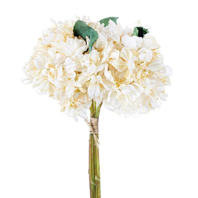 Bouquet Hortensia Artificielles Crème Louise - 3 tiges - Imitation Fleurs Séchées H35cm