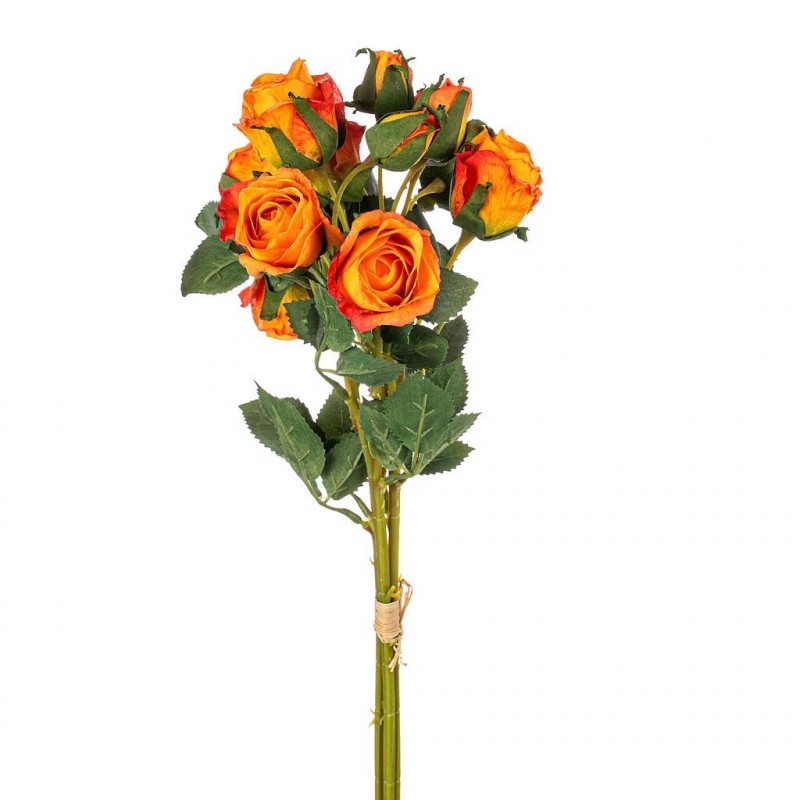Bouquet de Bouton de Roses Oranges Artificielles Margot  - 15 têtes - Imitation Fleurs Séchées H40cm