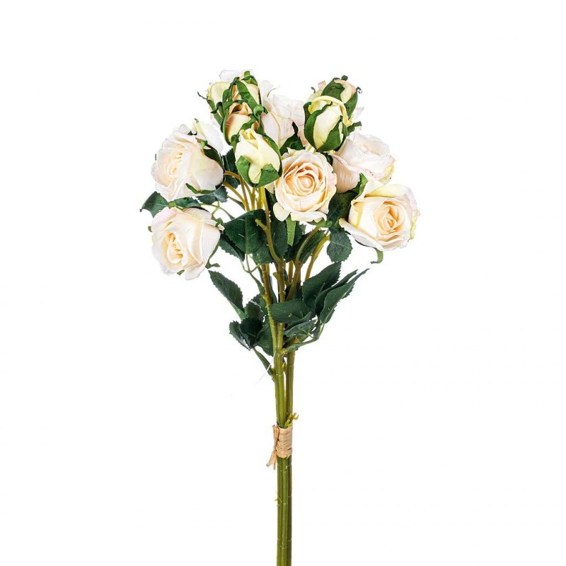 Bouquet de Bouton de Roses Crèmes Artificielles Margot  - 15 têtes - Imitation Fleurs Séchées H40cm