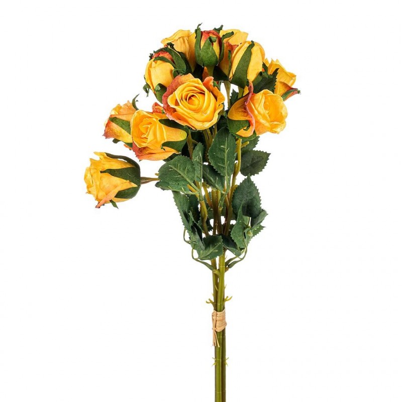 Bouquet de Bouton de Roses Jaunes Artificielles Margot  - 15 têtes - Imitation Fleurs Séchées H40cm
