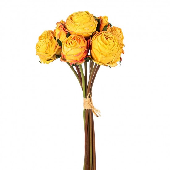 Bouquet de roses artificielle jaune Adèle - 10 tiges