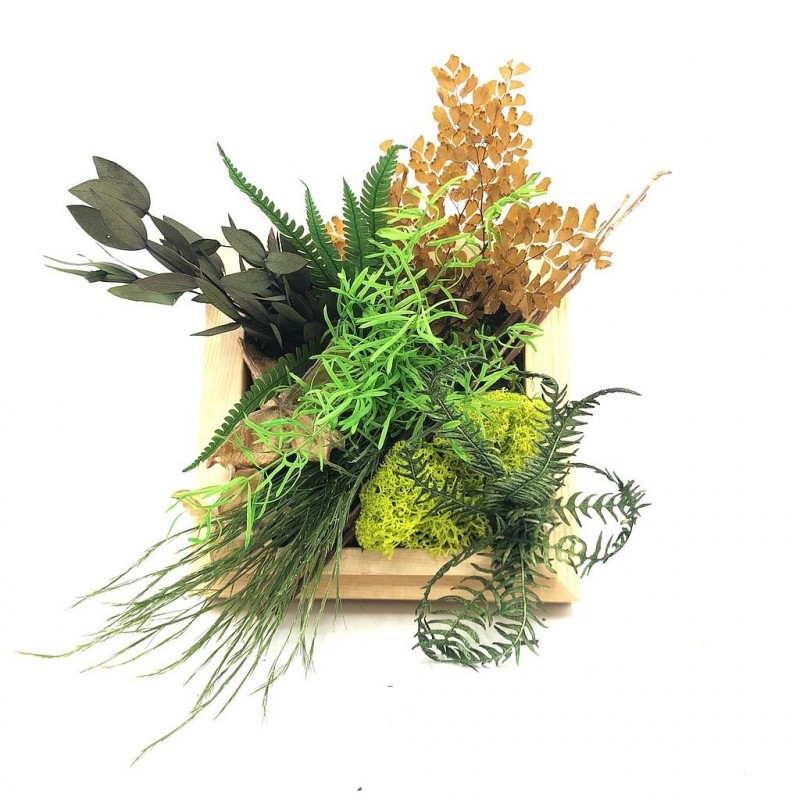 ***Composition florale décorative - Cadre végétal - Canopée - 12x12cm