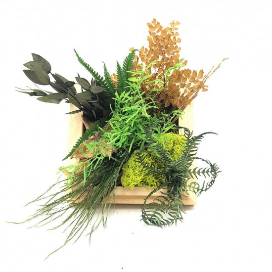 Composition florale décorative - Cadre végétal - Canopée - 12x12cm