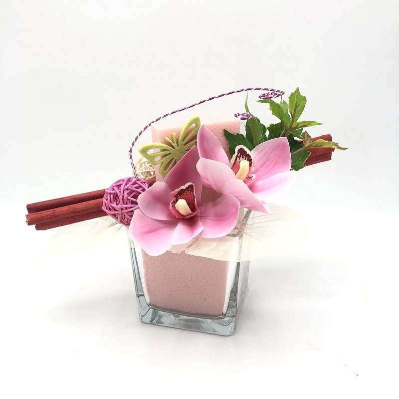 ***Composition florale décorative - Intemporelle - Rose - 20x20cm