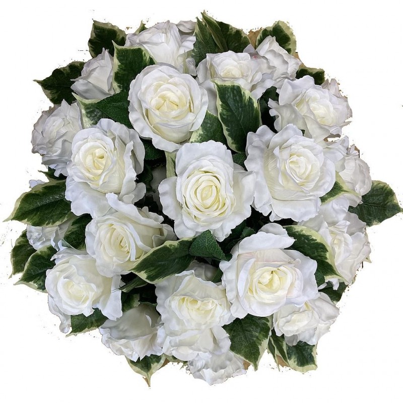 ***Composition florale funéraire - Coussin - Lima - Blanc - ∅60cm