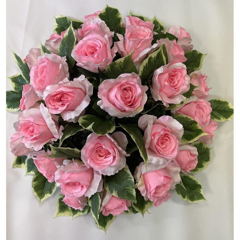 ***Composition florale funéraire - Coussin - Lima - Rose - ∅60cm