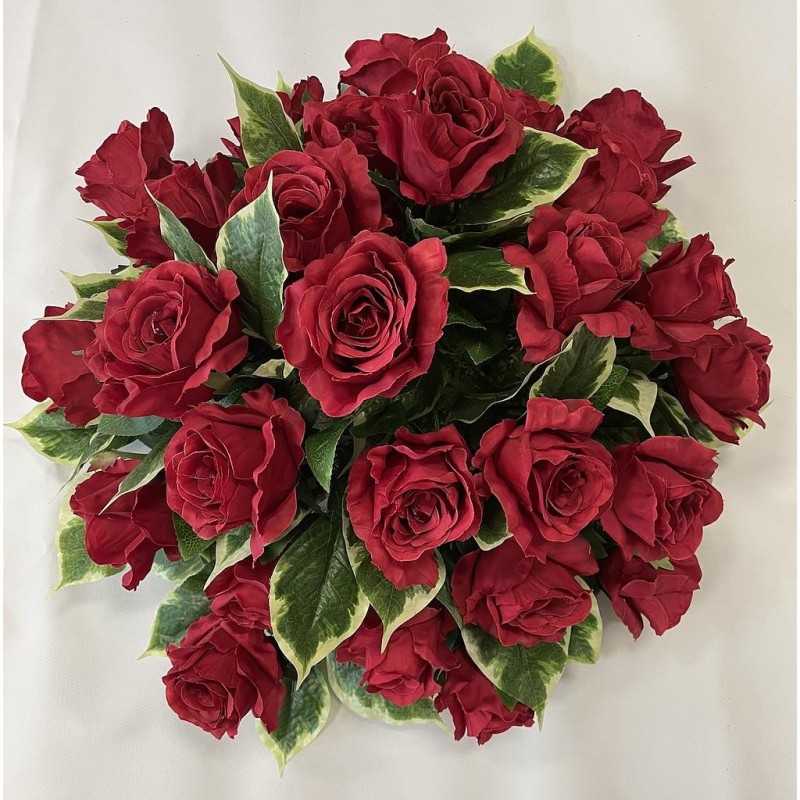 ***Composition florale funéraire - Coussin - Lima - Rouge - ∅ 60cm