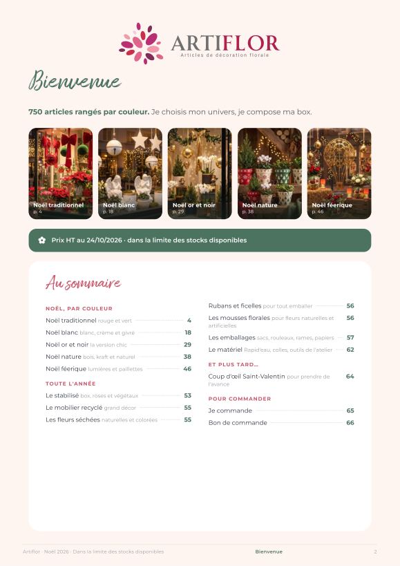Sommaire du catalogue Noël 2026